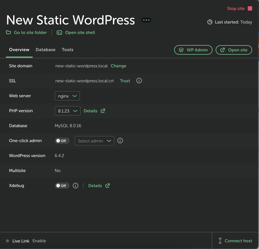New Static WordPress